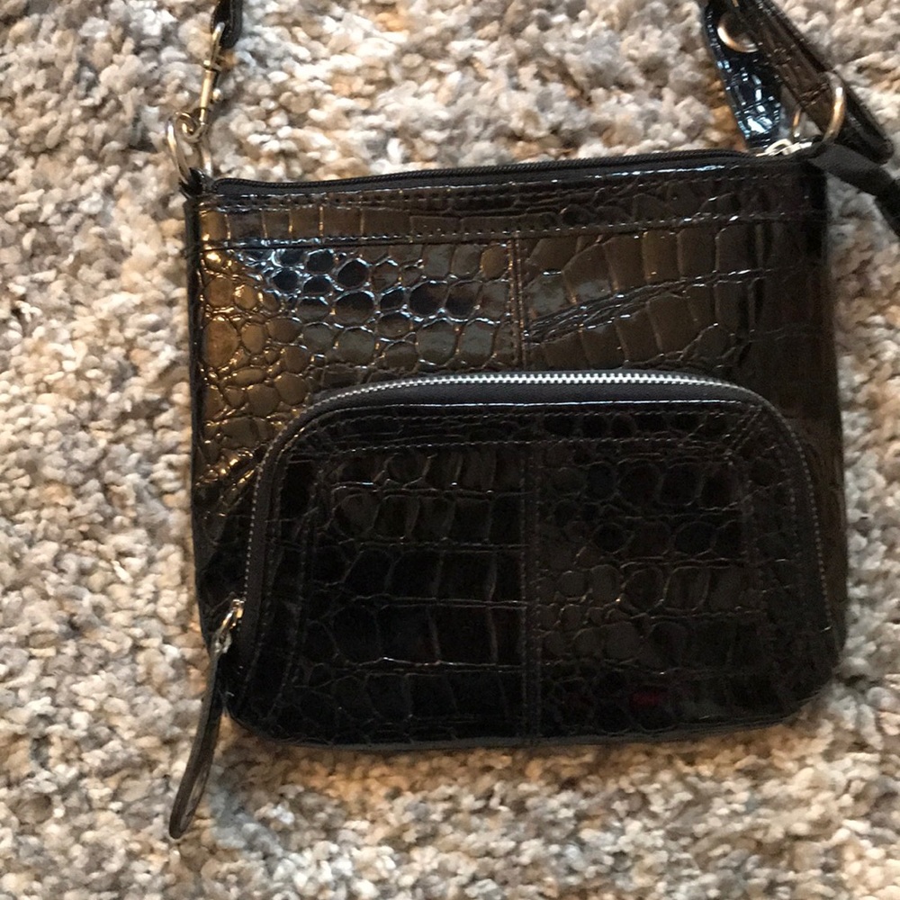 Black animal imprint purse